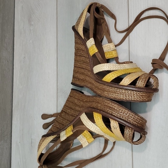 Bottega Veneta Womens Lace Up Wedge Sandals shoes sz 39.5/9.5 - Picture 9 of 14